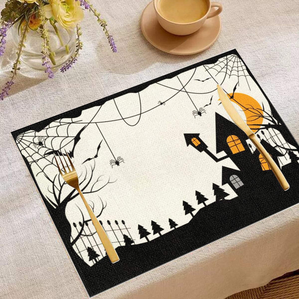 VIKAMA Jogo Americano de Hallo - Spider Web Halloween Decoration avaliação e preço