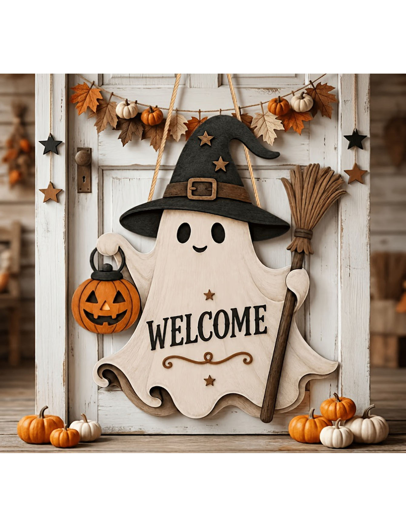 Placa de porta de Halloween em - Pumpkin Lantern Halloween avaliação e preço