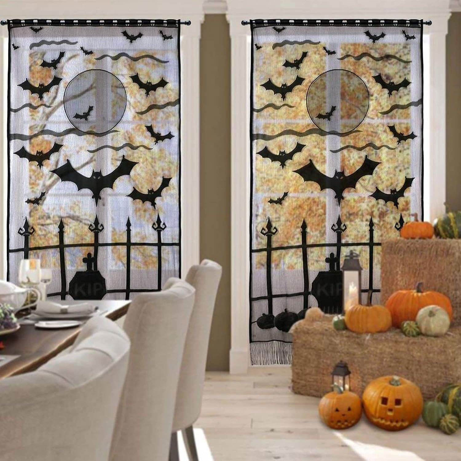 Cortina de Renda de Halloween  - Halloween Skeleton Decoration avaliação e preço